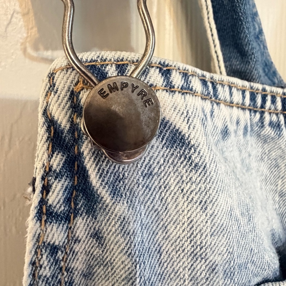 Empyre Acid Wash Denim Overalls Medium Y2K 90s Carpenter Streetwear - Picture 3 of 9